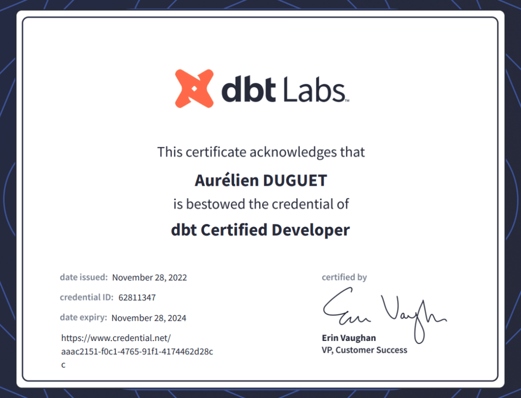 certification dbt ADU