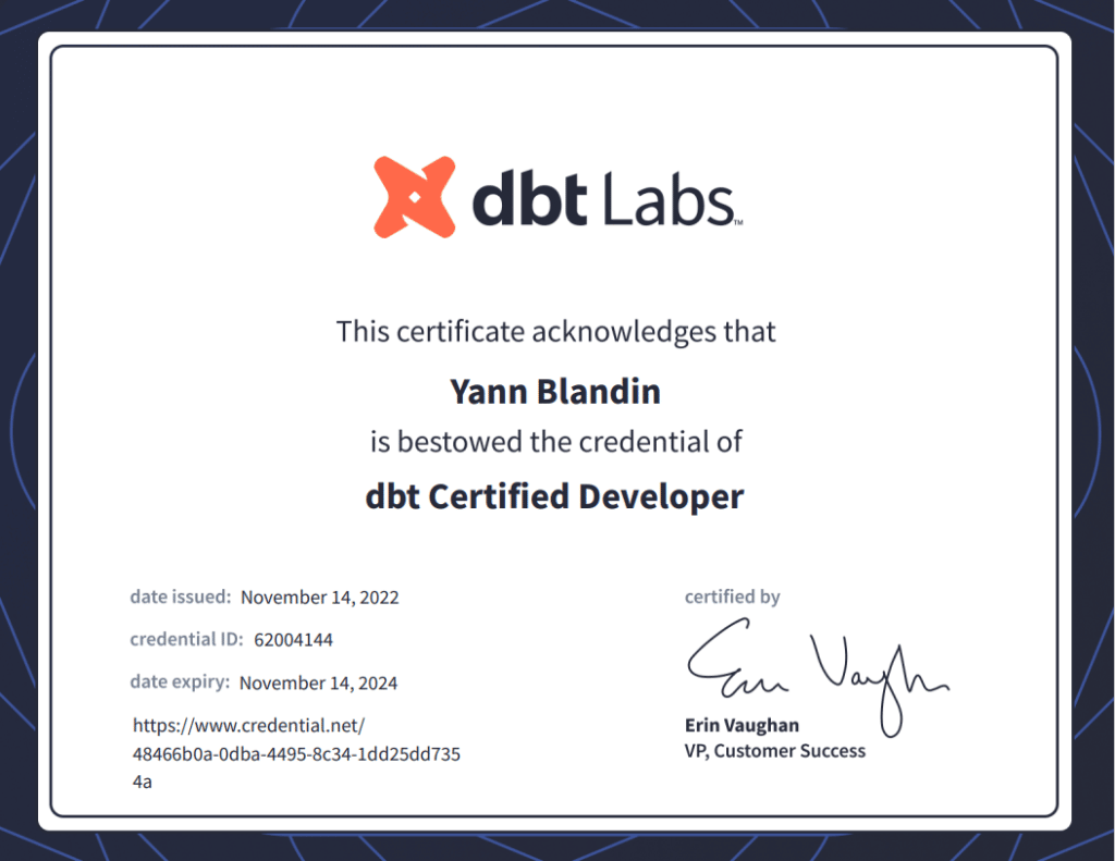 certification dbt YBL